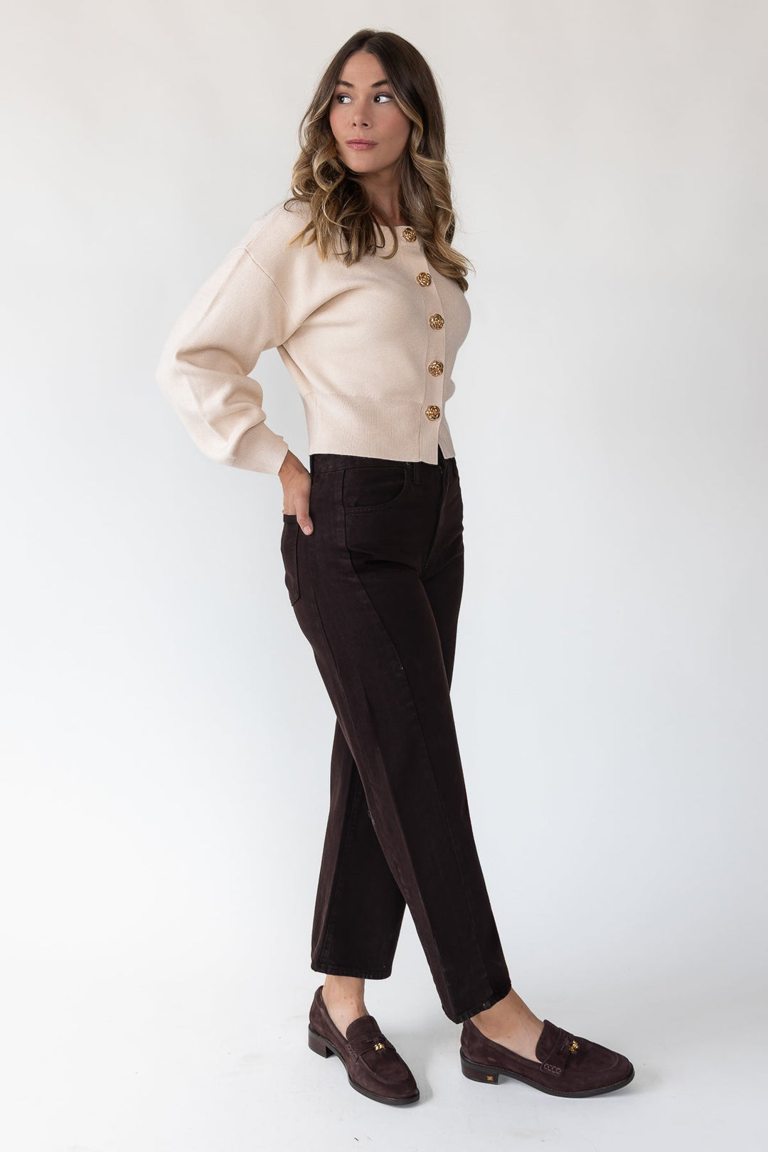Nicolete Dark Brown Barrel Jean Twist - Final Sale - JO+CO