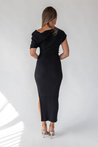 Nori Black Off Shoulder Midi Dress - Final Sale - JO+CO