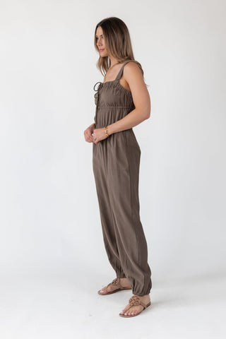 Olive Gathered Bodice Jumpsuit - Final Sale - JO+CO