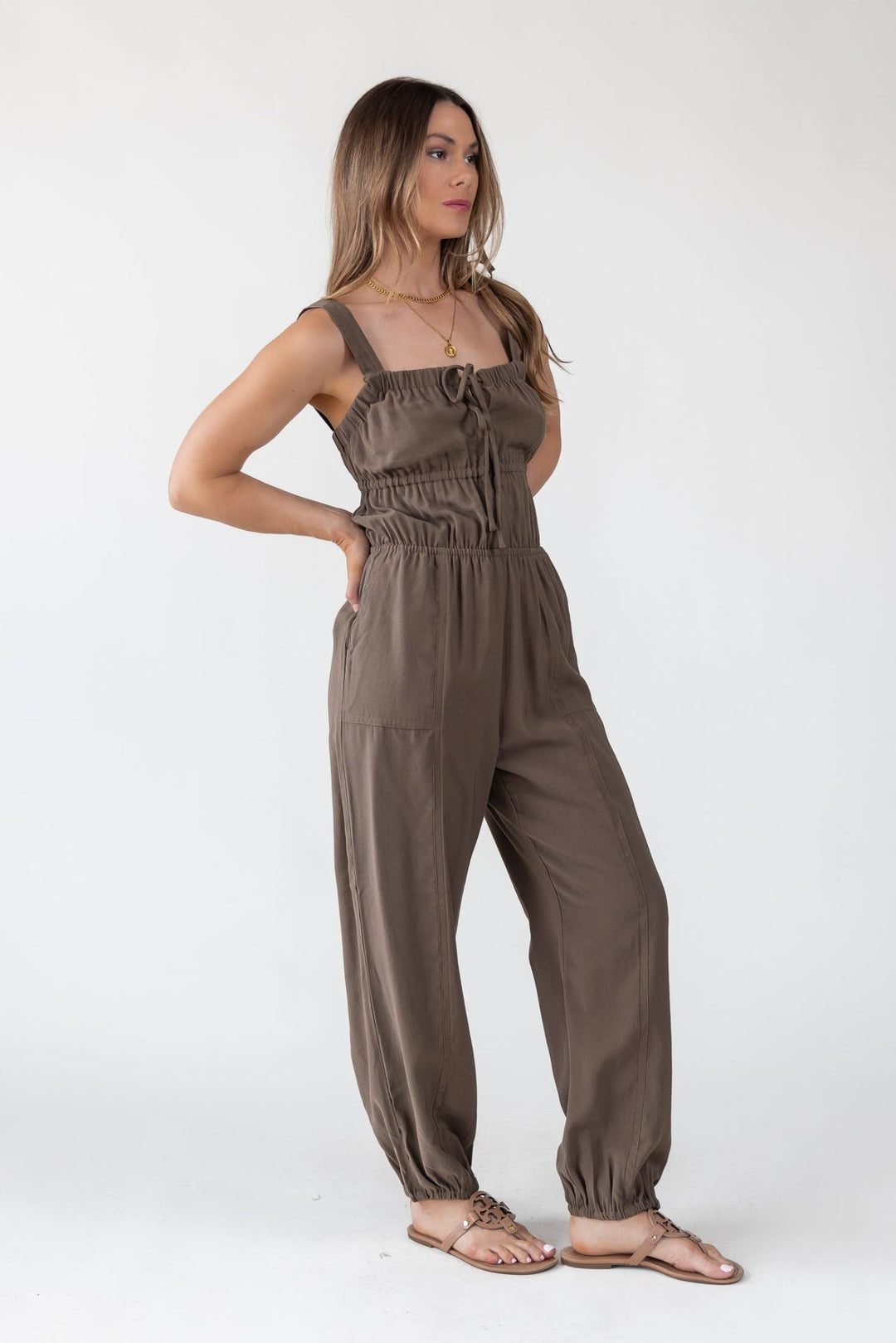 Olive Gathered Bodice Jumpsuit - Final Sale - JO+CO