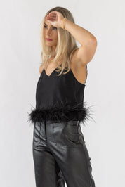 Party Ready Feather Tank - Black - JO+CO