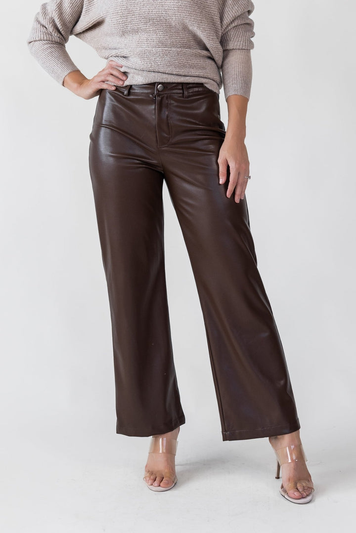 Phebe Brown Faux Leather Pants - Final Sale - JO+CO