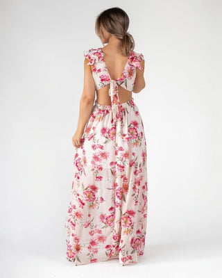 Pink Floral Cutout Frilly Maxi Dress - Final Sale - JO+CO