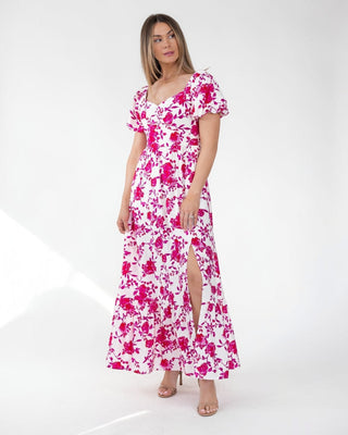 Pink Floral Ikat Maxi Dress - Final Sale - JO+CO