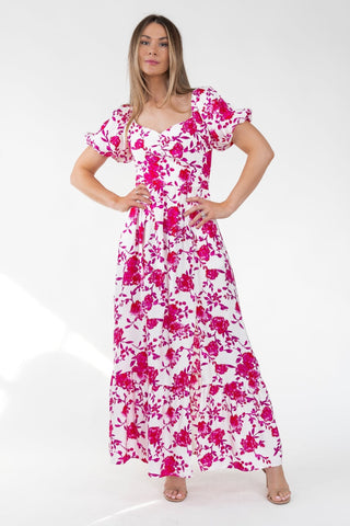 Pink Floral Ikat Maxi Dress - Final Sale - JO+CO