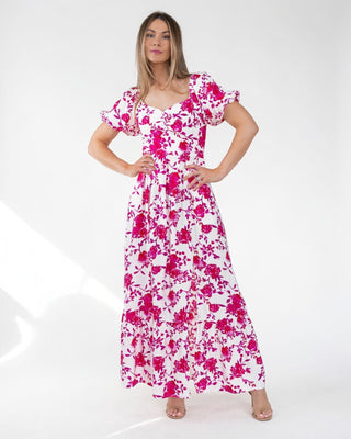 Pink Floral Ikat Maxi Dress - Final Sale - JO+CO