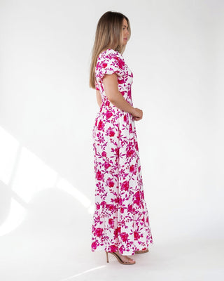 Pink Floral Ikat Maxi Dress - Final Sale - JO+CO