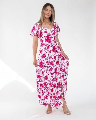 Pink Floral Ikat Maxi Dress - Final Sale - JO+CO