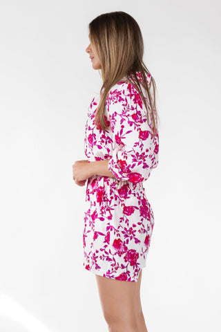 Pink Floral Ikat Romper - Final Sale - JO+CO