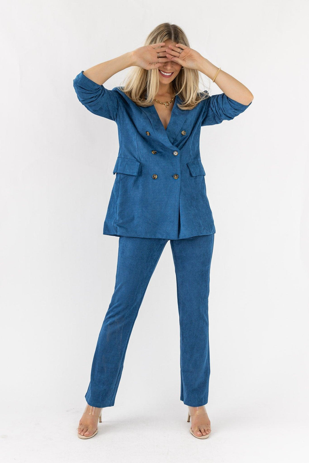 Posh Company Twill Blazer Set - Blue - JO+CO