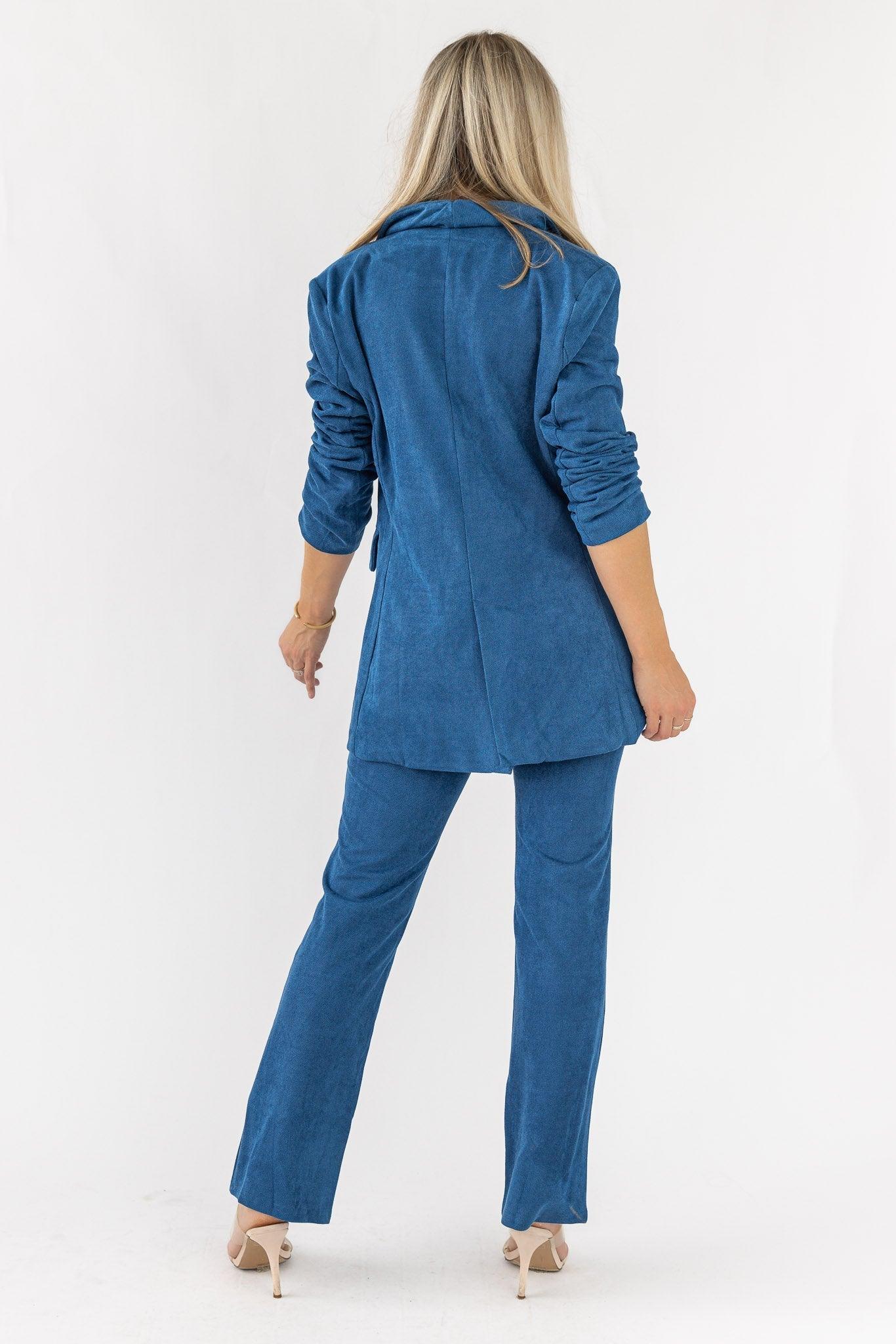 Posh Company Twill Blazer Set - Blue - JO+CO