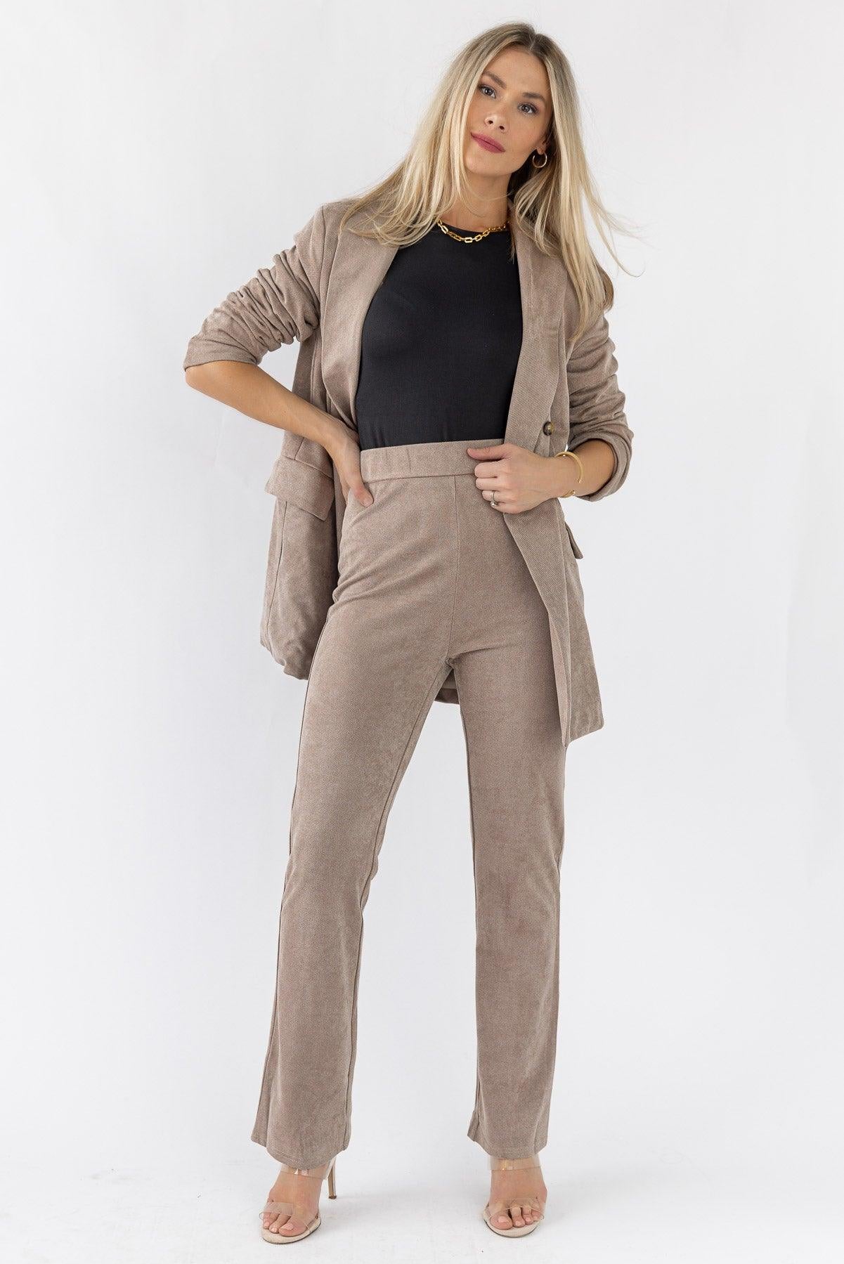 Posh Company Twill Blazer Set - Mocha - JO+CO