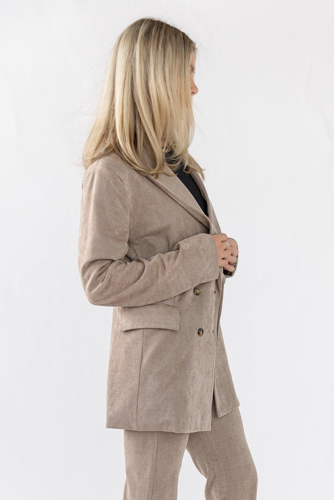 Posh Company Twill Blazer Set - Mocha - JO+CO