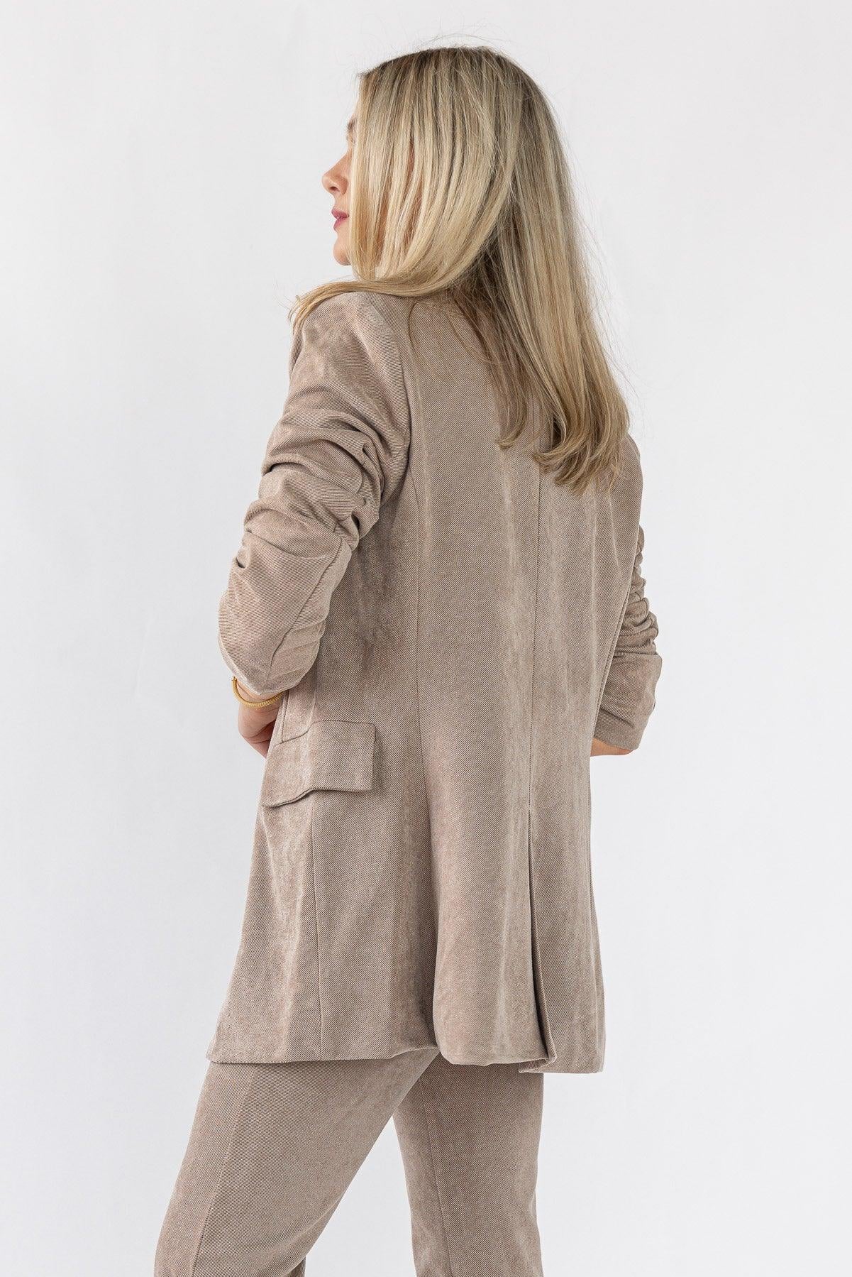 Posh Company Twill Blazer Set - Mocha - JO+CO