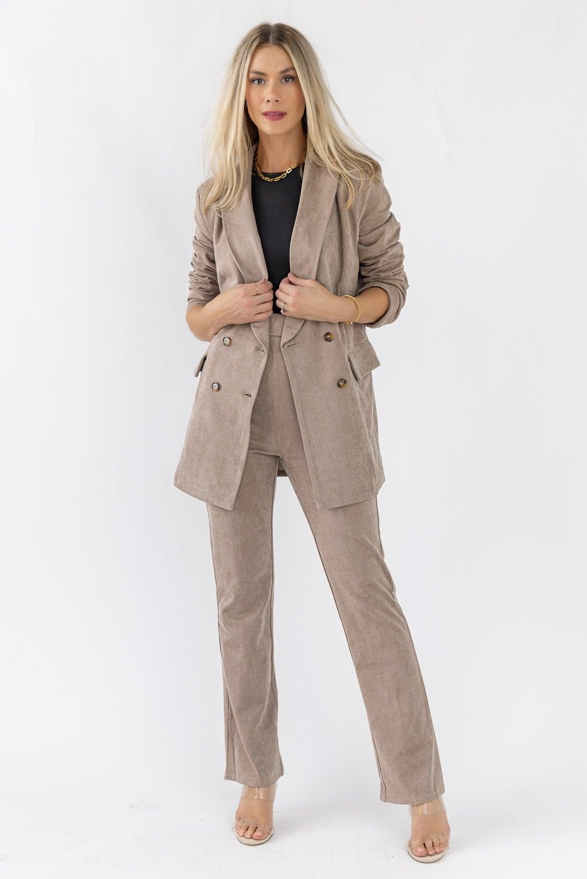 Posh Company Twill Blazer Set - Mocha - JO+CO