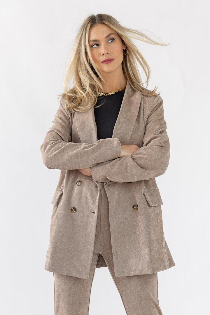 Posh Company Twill Blazer Set - Mocha - JO+CO