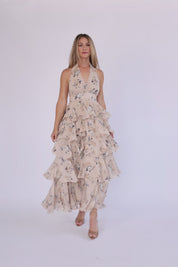 Calla Mocha Floral Tiered Maxi Dress - Final Sale