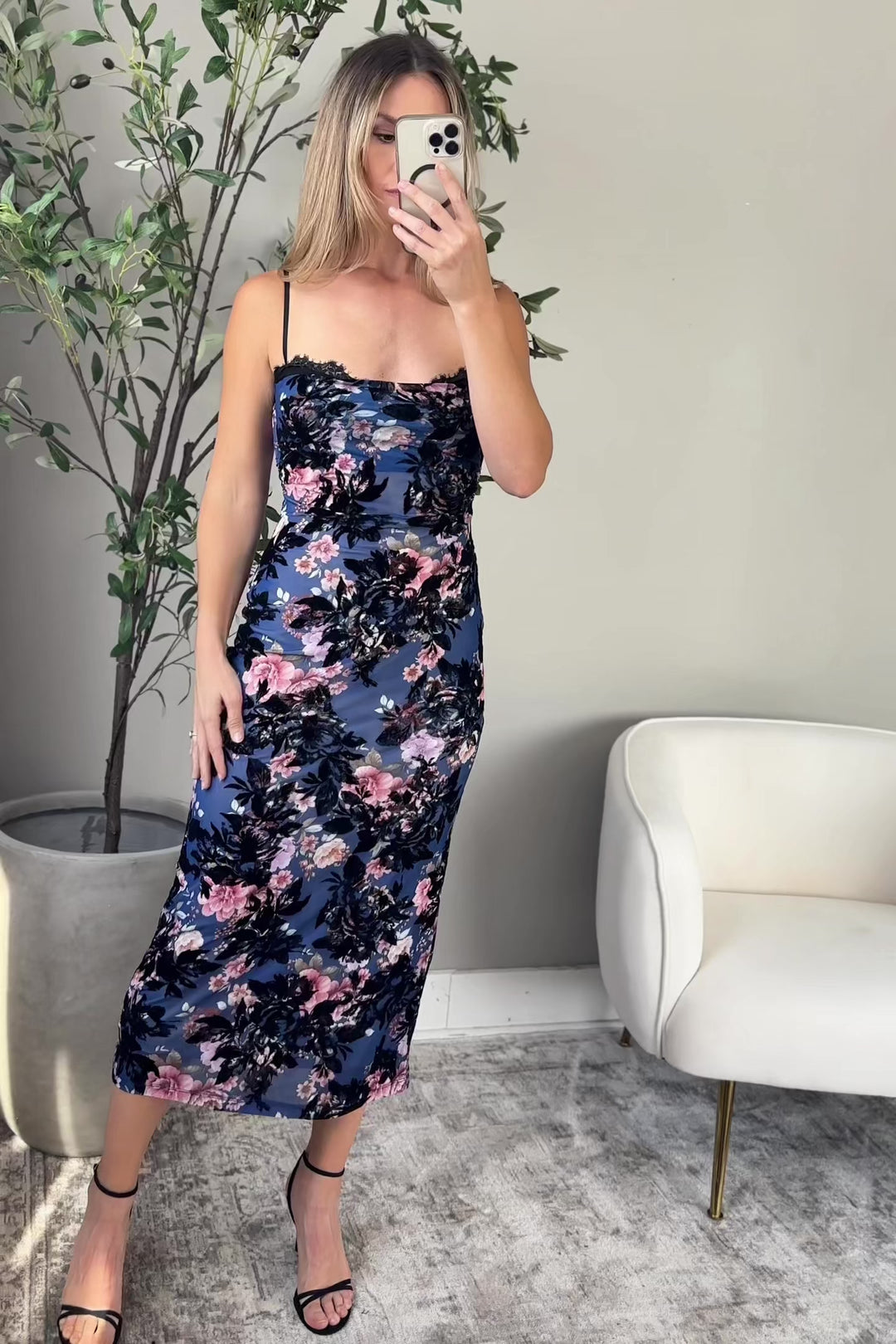 Inez Blue Floral Maxi Dress