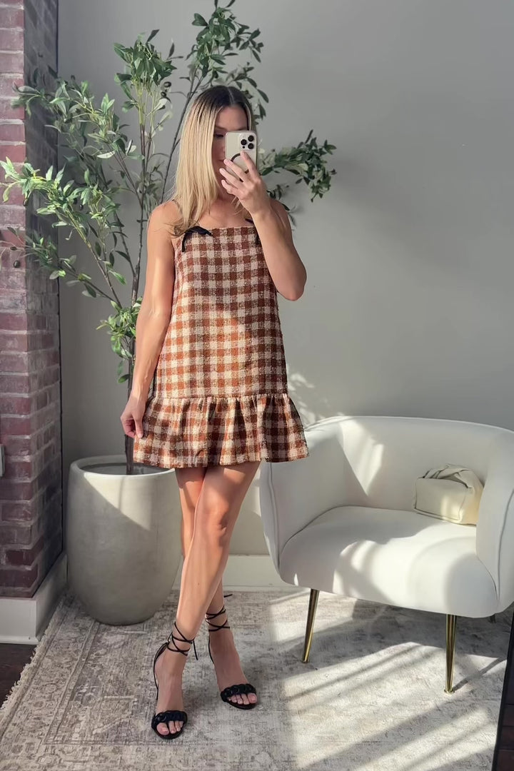 Hudgens Bow Trim Tweed Dress - Final Sale