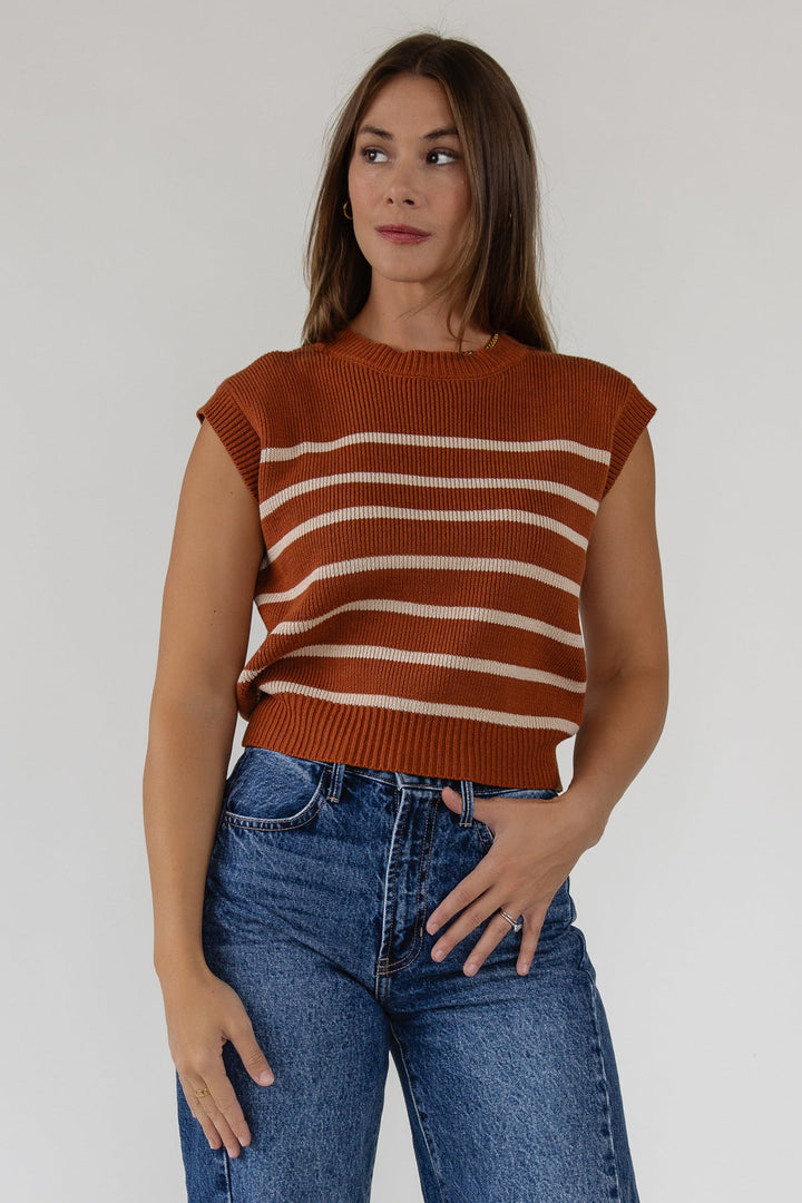 Reese Caramel Stripe Sweater - JO+CO
