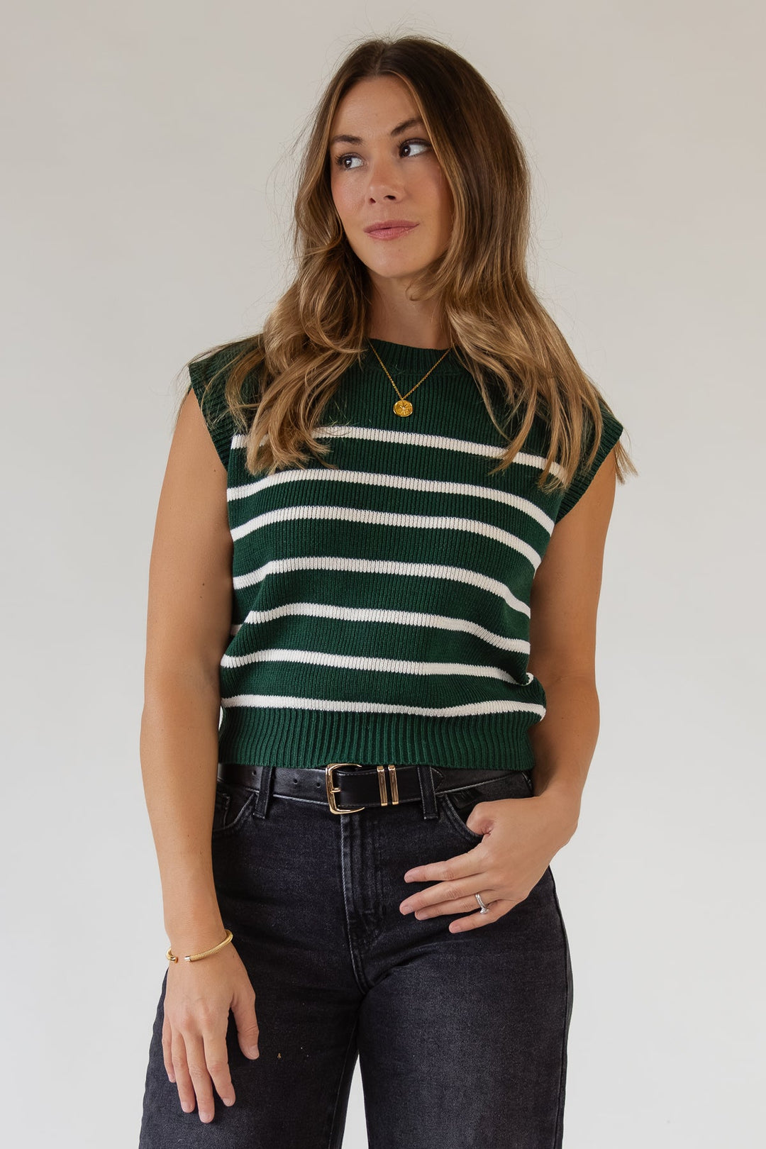 Reese Green Stripe Sweater - JO+CO