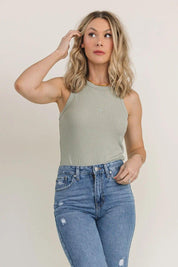 Ribbed & Ready Green Tank Bodysuit - JO+CO