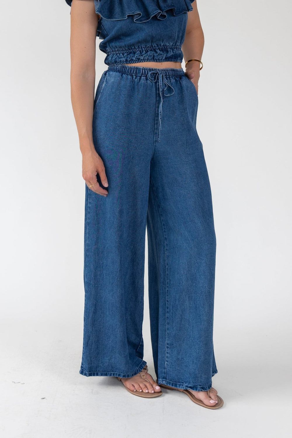 Riviera Wide - Leg Chambray Pant - Final Sale - JO+CO
