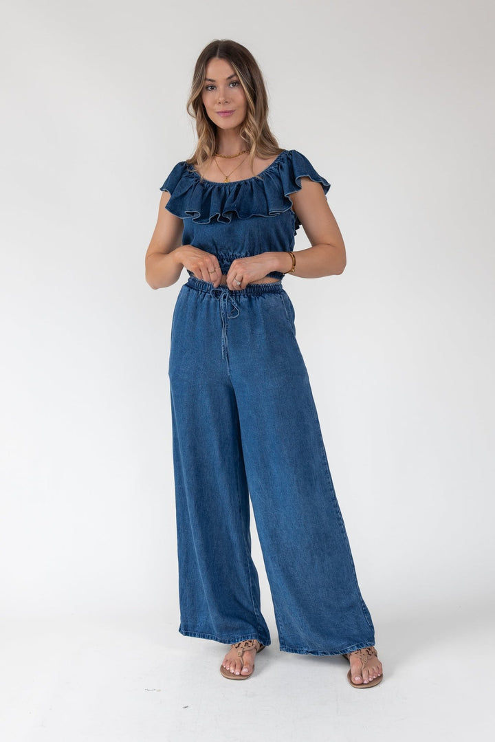Riviera Wide - Leg Chambray Pant - Final Sale - JO+CO