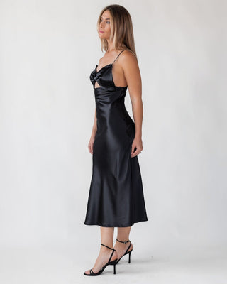 Romie Black Bow Cutout Midi Dress - Final Sale - JO+CO