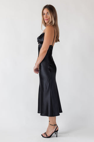 Romie Black Bow Cutout Midi Dress - Final Sale - JO+CO
