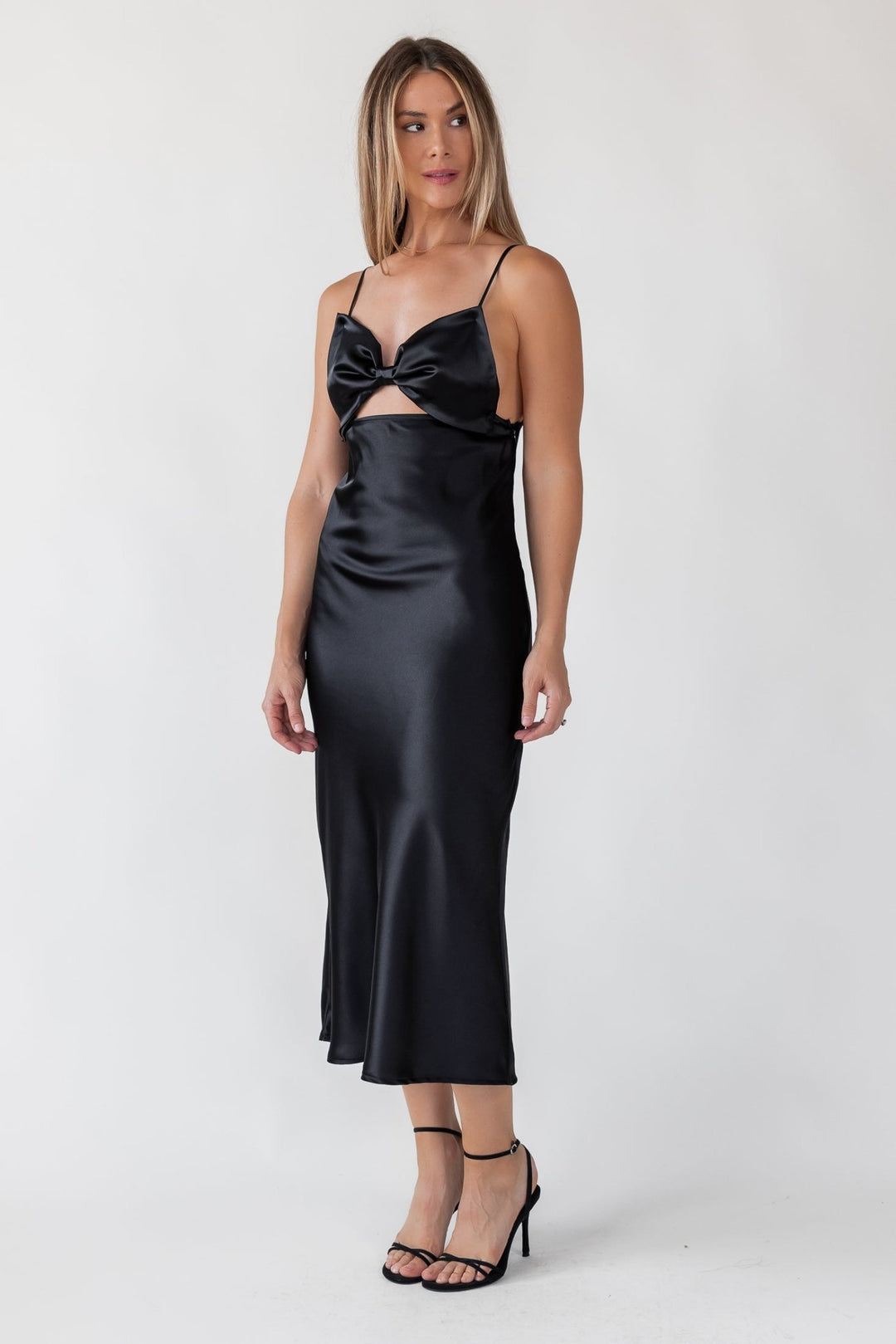 Romie Black Bow Cutout Midi Dress - Final Sale - JO+CO