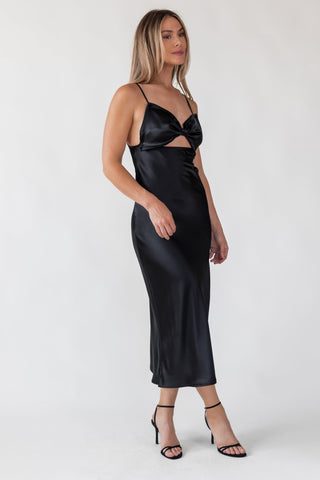Romie Black Bow Cutout Midi Dress - Final Sale - JO+CO