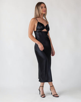 Romie Black Bow Cutout Midi Dress - Final Sale - JO+CO