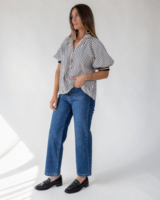 Rowan Black Stripe Half - Zip Top - JO+CO