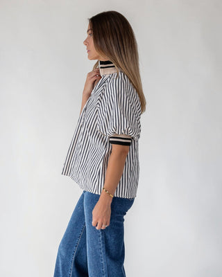 Rowan Black Stripe Half - Zip Top - JO+CO