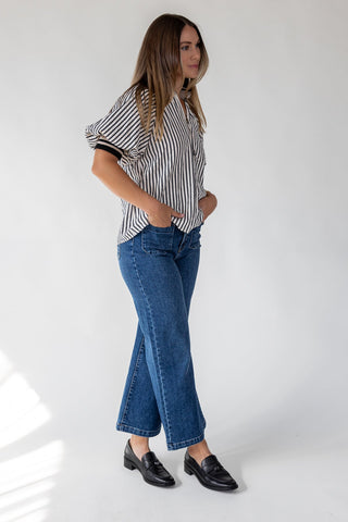 Rowan Black Stripe Half - Zip Top - JO+CO