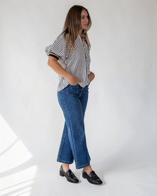 Rowan Black Stripe Half - Zip Top - JO+CO