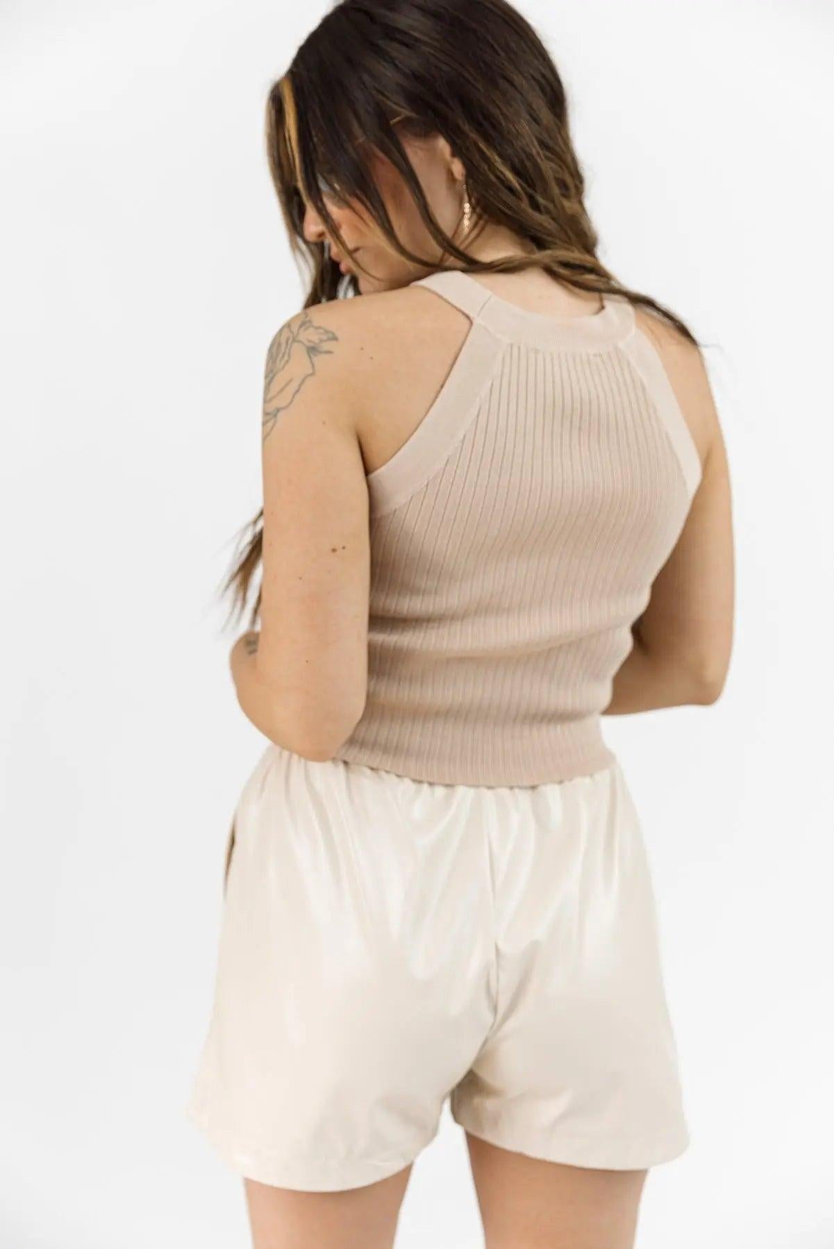 Rylan Taupe Rib Knit Sweater Tank - FINAL SALE - JO+CO