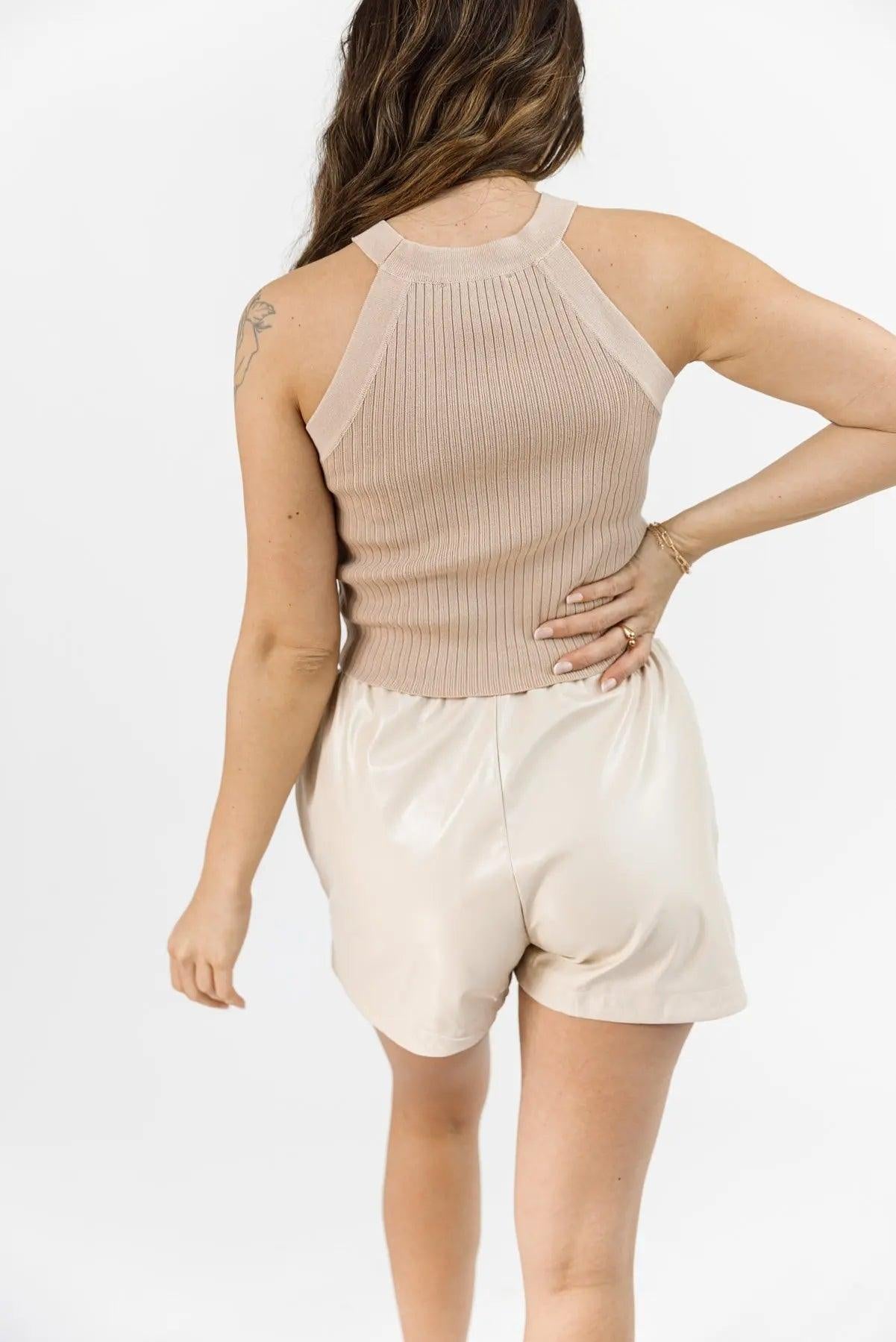 Rylan Taupe Rib Knit Sweater Tank - FINAL SALE - JO+CO