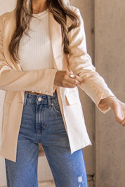 Satin Swagger Light Peach Boyfriend Blazer - FINAL SALE - JO+CO