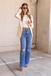 Satin Swagger Light Peach Boyfriend Blazer - FINAL SALE - JO+CO