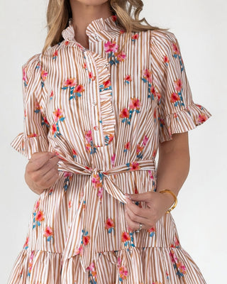 Savannah Stripe & Bloom Mini Dress - Final Sale - JO+CO