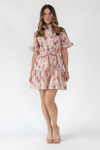 Savannah Stripe & Bloom Mini Dress - Final Sale - JO+CO