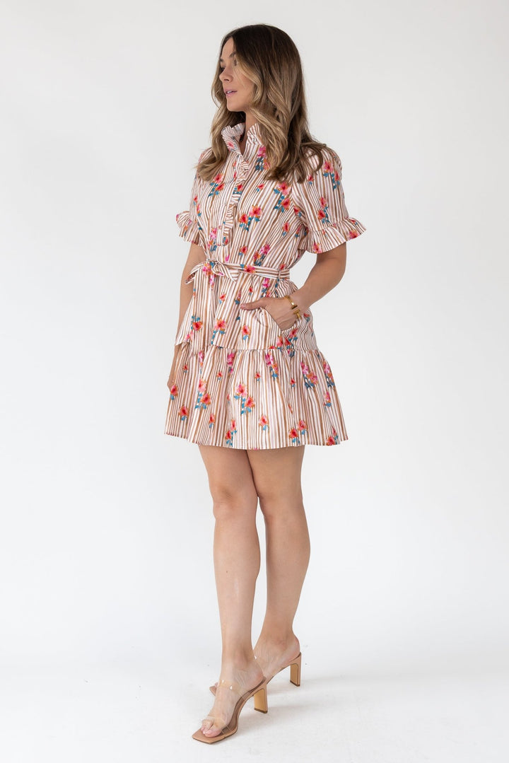 Savannah Stripe & Bloom Mini Dress - Final Sale - JO+CO