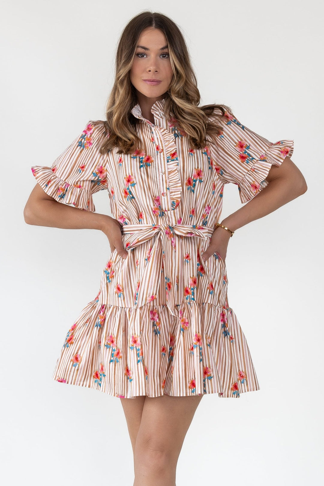 Savannah Stripe & Bloom Mini Dress - Final Sale - JO+CO
