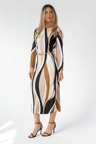 Selah Mocha Wave Print Maxi Dress - Final Sale - JO+CO