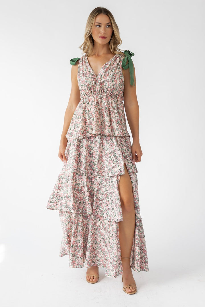 Shaina Slate Floral Maxi Dress - Final Sale - JO+CO