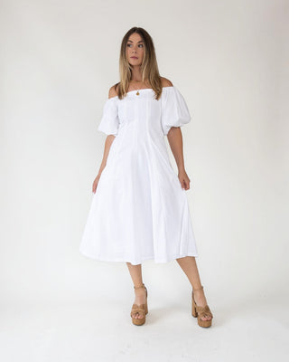 Sienna Ivory Off Shoulder Midi Dress - Final Sale - JO+CO