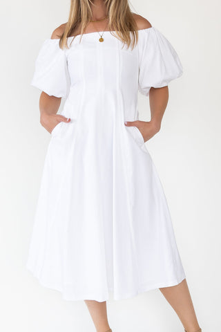 Sienna Ivory Off Shoulder Midi Dress - Final Sale - JO+CO