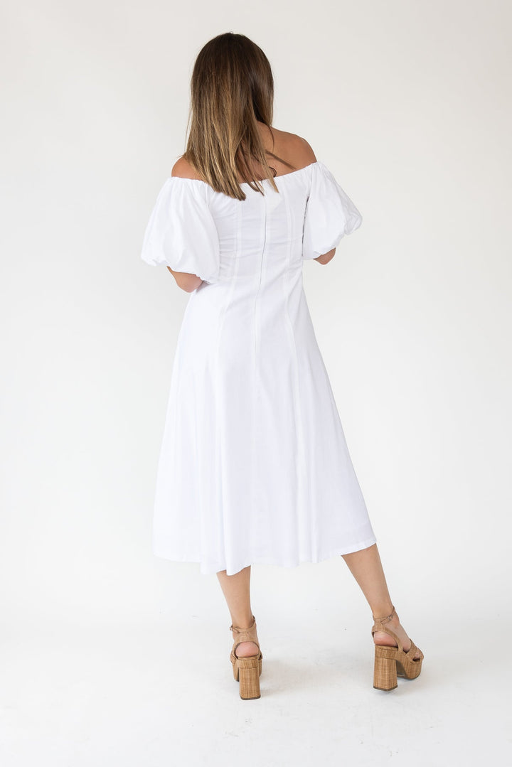 Sienna Ivory Off Shoulder Midi Dress - Final Sale - JO+CO